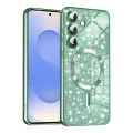 Калъф за Samsung Galaxy S25 - Луксозен Glitter MagSafe - Светло зелен