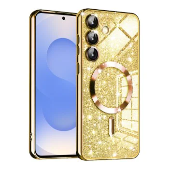 Калъф за Samsung Galaxy S25 - Луксозен Glitter MagSafe - Златен