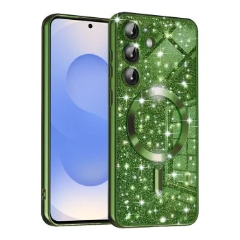 Калъф за Samsung Galaxy S25 - Luxury Glitter MagSafe - Deep Green