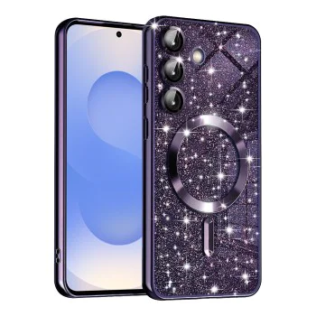 Калъф за Samsung Galaxy S25 - Luxury Glitter MagSafe - Deep Purple