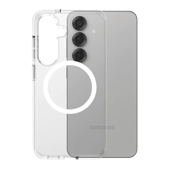 Калъф за Samsung Galaxy S25 - PanzerGlass® - CARE Flagship Urban Combat White Qi Compatible - Прозрачен