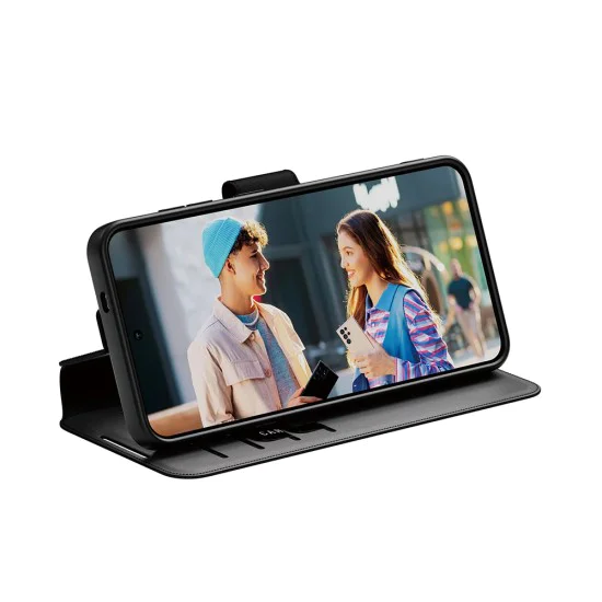 Калъф за Samsung Galaxy S25 - PanzerGlass® - Калъф-портфейл с поставка CARE Feature - Черен