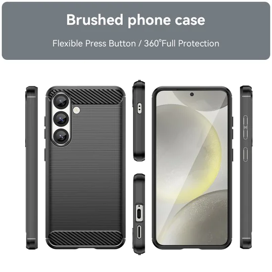 Калъф за Samsung Galaxy S25 Plus - Carbon Silicone - Черен