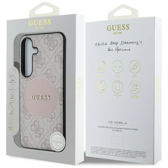 Калъф за Samsung Galaxy S25 Plus - Guess - 4G Circle Classic Logo MagSafe (GUHMS25MP4PGRSGP) - Розов