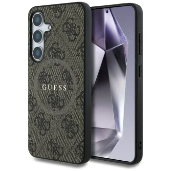 Калъф за Samsung Galaxy S25 Plus - Guess - 4G Ring Classic Logo MagSafe (GUHMS25MG4GFRW) - Кафяв