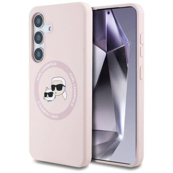 Калъф за Samsung Galaxy S25 Plus - Karl Lagerfeld - Silicone Double Heads (KLHMS25MSKCHTCP) - Розов