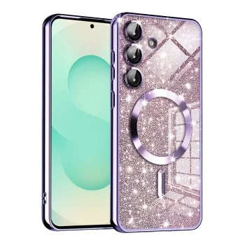 Калъф за Samsung Galaxy S25 Plus - Луксозен Glitter MagSafe - Светло лилав