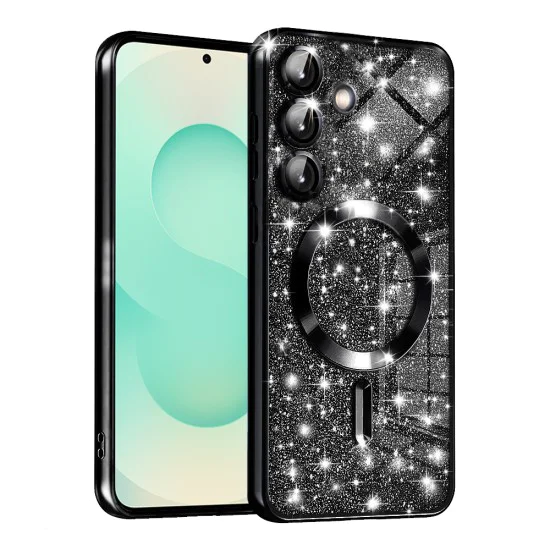 Калъф за Samsung Galaxy S25 Plus - Luxury Glitter MagSafe - Черен