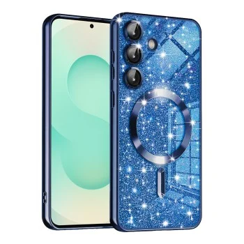 Калъф за Samsung Galaxy S25 Plus - Luxury Glitter MagSafe - Deep Blue
