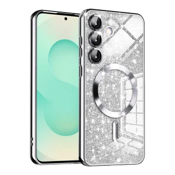 Калъф за Samsung Galaxy S25 Plus - Luxury Glitter MagSafe - Сребрист