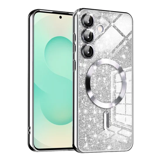 Калъф за Samsung Galaxy S25 Plus - Luxury Glitter MagSafe - Сребрист