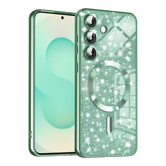 Калъф за Samsung Galaxy S25 Plus - Luxury Glitter MagSafe - Светло зелен