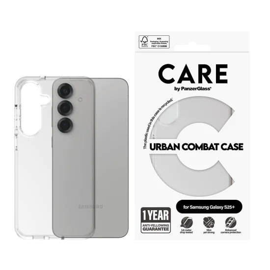 Калъф за Samsung Galaxy S25 Plus - PanzerGlass® - CARE Flagship Urban Combat - Прозрачен