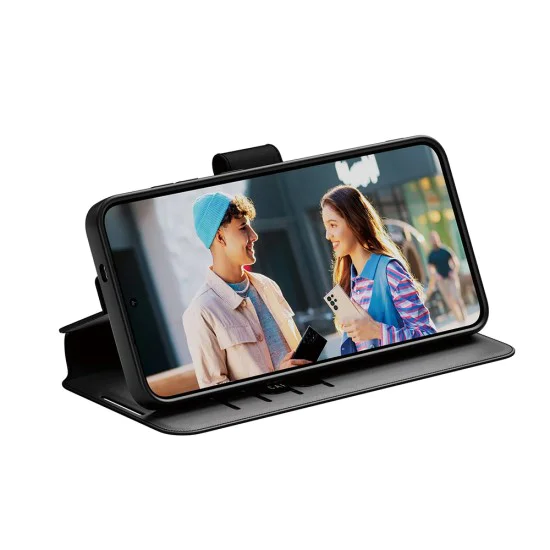 Калъф за Samsung Galaxy S25 Plus - PanzerGlass® - Калъф-портфейл с функция CARE и стойка - Черен