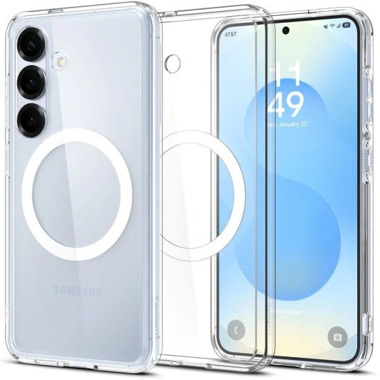 Калъф за Samsung Galaxy S25 Plus - Spigen - Ultra Hybrid MagSafe - Clear / White