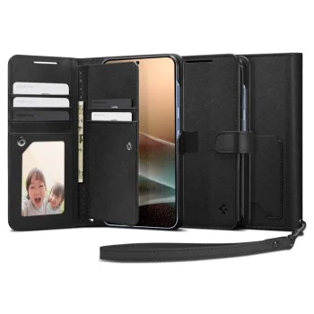 Калъф за Samsung Galaxy S25 Plus - Spigen - Wallet S - Черен