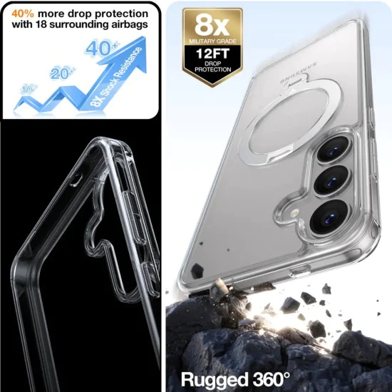 Калъф за Samsung Galaxy S25 Plus - Torras Ostand Spin Series - Clear