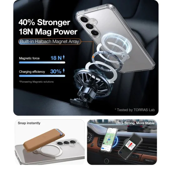 Калъф за Samsung Galaxy S25 Plus - Torras Ostand Spin Series - Clear