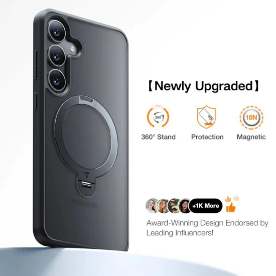 Калъф за Samsung Galaxy S25 Plus - Torras Ostand Spin Series - черен