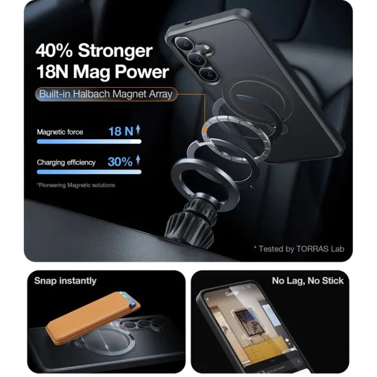 Калъф за Samsung Galaxy S25 Plus - Torras Ostand Spin Series - черен