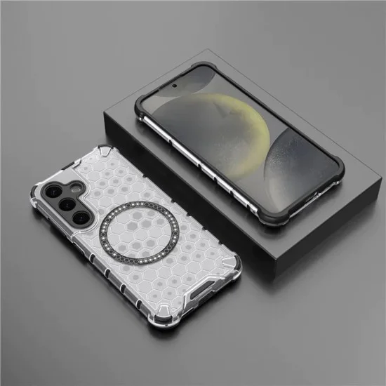Калъф за Samsung Galaxy S25 - Techsuit - HoneyComb Shield MagSafe - Бял