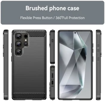 Калъф за Samsung Galaxy S25 Ultra - Carbon Silicone - Черен
