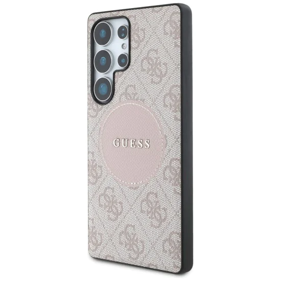 Калъф за Samsung Galaxy S25 Ultra - Guess - 4G Circle Classic Logo MagSafe (GUHMS25LP4PGRSGP) - Розов
