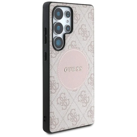 Калъф за Samsung Galaxy S25 Ultra - Guess - 4G Circle Classic Logo MagSafe (GUHMS25LP4PGRSGP) - Розов