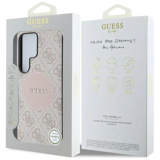 Калъф за Samsung Galaxy S25 Ultra - Guess - 4G Circle Classic Logo MagSafe (GUHMS25LP4PGRSGP) - Розов