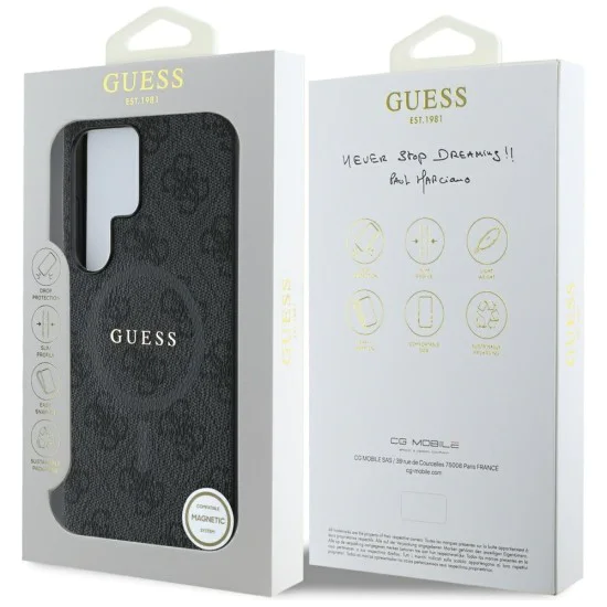 Калъф за Samsung Galaxy S25 Ultra - Guess - 4G Ring Classic Logo MagSafe (GUHMS25LG4GFRK) - Черен