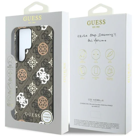 Калъф за Samsung Galaxy S25 Ultra - Guess - Hardcase 4G Peony (GUHMS25LP4PWPW) - Кафяв