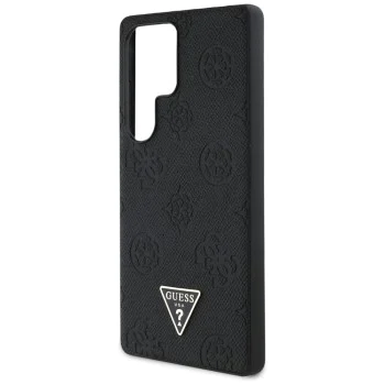 Калъф за Samsung Galaxy S25 Ultra - Guess - Peony Grained Hot Stamp Triangle Logo MagSafe (GUHMS25LPGBTMK) - Черен