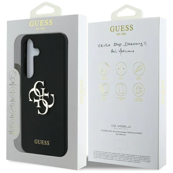 Калъф за Samsung Galaxy S25 Ultra - Guess - Силиконов 4G Big Metal Logo (GUHCS25LS4SMDK) - Черен