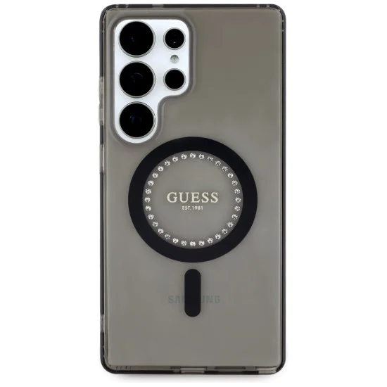Калъф за Samsung Galaxy S25 Ultra - Guess - IML Rhinestones MagSafe (GUHMS25LPFTDTEK) - Черен