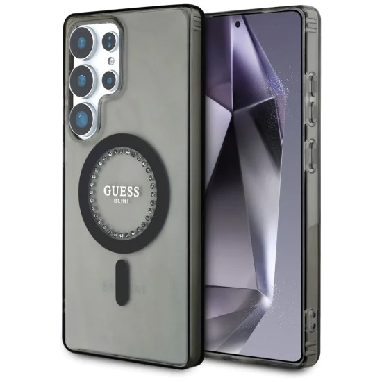 Калъф за Samsung Galaxy S25 Ultra - Guess - IML Rhinestones MagSafe (GUHMS25LPFTDTEK) - Черен