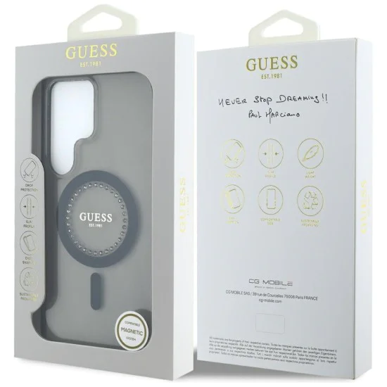 Калъф за Samsung Galaxy S25 Ultra - Guess - IML Rhinestones MagSafe (GUHMS25LPFTDTEK) - Черен
