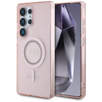 Калъф за Samsung Galaxy S25 Ultra - Guess - IML Rhinestones MagSafe (GUHMS25LPFTDTEP) - Розов