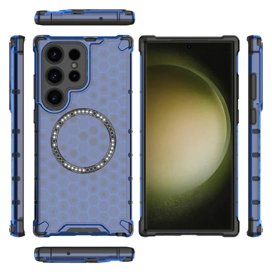 Калъф за Samsung Galaxy S25 Ultra - HoneyComb Shield MagSafe - син