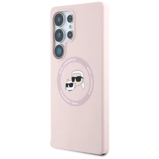Калъф за Samsung Galaxy S25 Ultra - Karl Lagerfeld - Silicone Double Heads (KLHMS25LSKCHTCP) - Розов