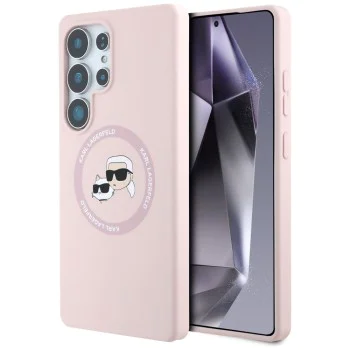 Калъф за Samsung Galaxy S25 Ultra - Karl Lagerfeld - Silicone Double Heads (KLHMS25LSKCHTCP) - Розов