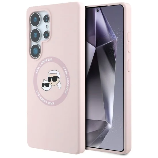Калъф за Samsung Galaxy S25 Ultra - Karl Lagerfeld - Silicone Double Heads (KLHMS25LSKCHTCP) - Розов