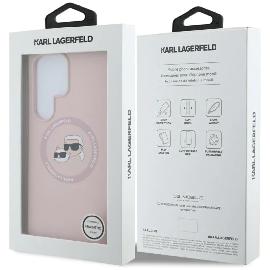 Калъф за Samsung Galaxy S25 Ultra - Karl Lagerfeld - Silicone Double Heads (KLHMS25LSKCHTCP) - Розов