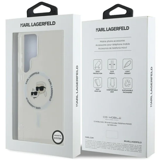 Калъф за Samsung Galaxy S25 Ultra - Karl Lagerfeld - IML MagSafe (KLHMS25LHLSKCH) - Metal Karl&Choupette Head