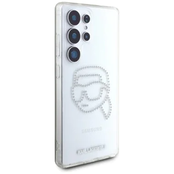 Калъф за Samsung Galaxy S25 Ultra - Karl Lagerfeld - IML Rhinestones (KLHCS25LHKHDCELT) - Transparent Karl Head