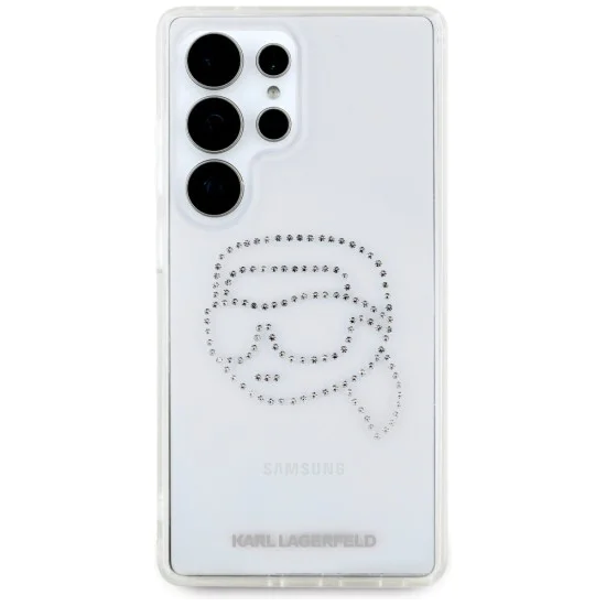 Калъф за Samsung Galaxy S25 Ultra - Karl Lagerfeld - IML Rhinestones (KLHCS25LHKHDCELT) - Transparent Karl Head