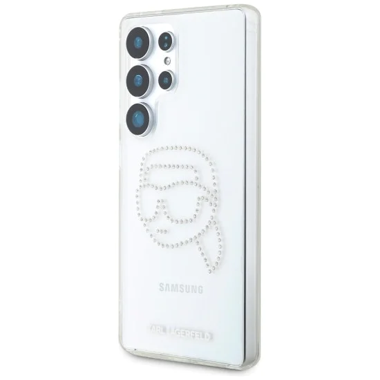 Калъф за Samsung Galaxy S25 Ultra - Karl Lagerfeld - IML Rhinestones (KLHCS25LHKHDCELT) - Transparent Karl Head