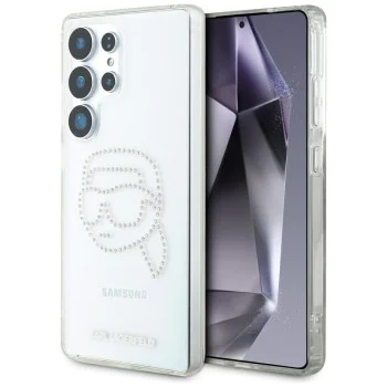 Калъф за Samsung Galaxy S25 Ultra - Karl Lagerfeld - IML Rhinestones (KLHCS25LHKHDCELT) - Transparent Karl Head