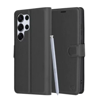 Калъф за Samsung Galaxy S25 Ultra - Кожено Протектор - Черен