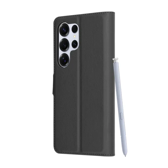 Калъф за Samsung Galaxy S25 Ultra - Кожено Протектор - Черен