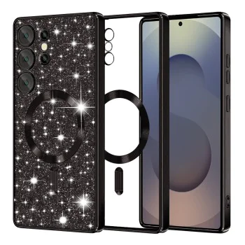 Калъф за Samsung Galaxy S25 Ultra - Luxury Glitter MagSafe - Черен